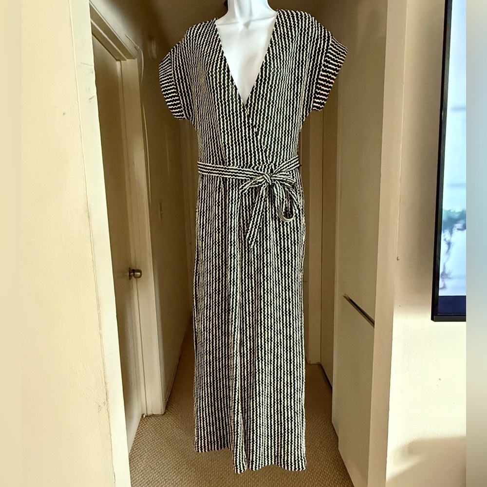 Mango Black and White Striped Jumpsuit - Size M